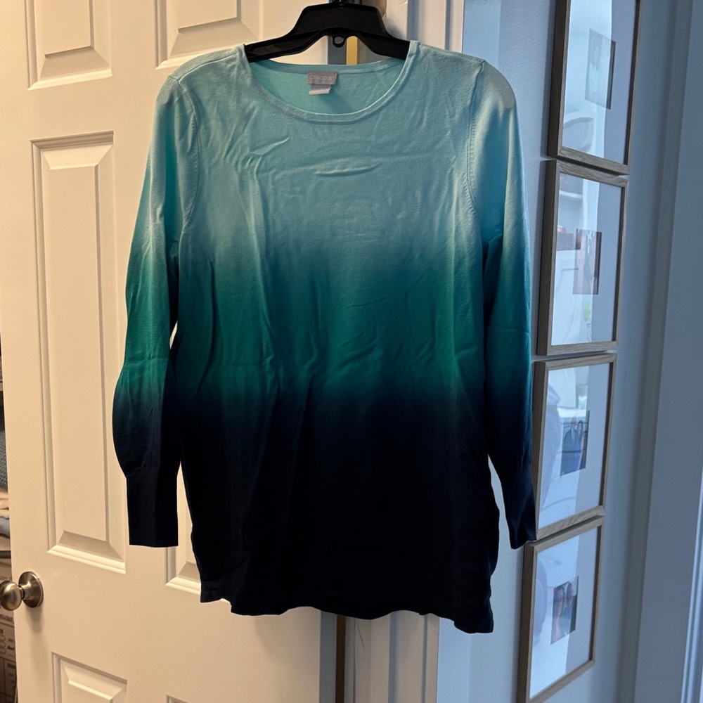 Chico's Blue and Aqua Ombre Sweater sz 8/10